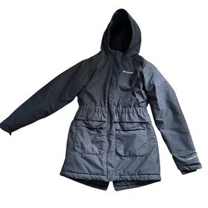 Columbia Girls Nordic Strider Omni Heat Waterproof Coat Jacket Sz L Black W/Hood